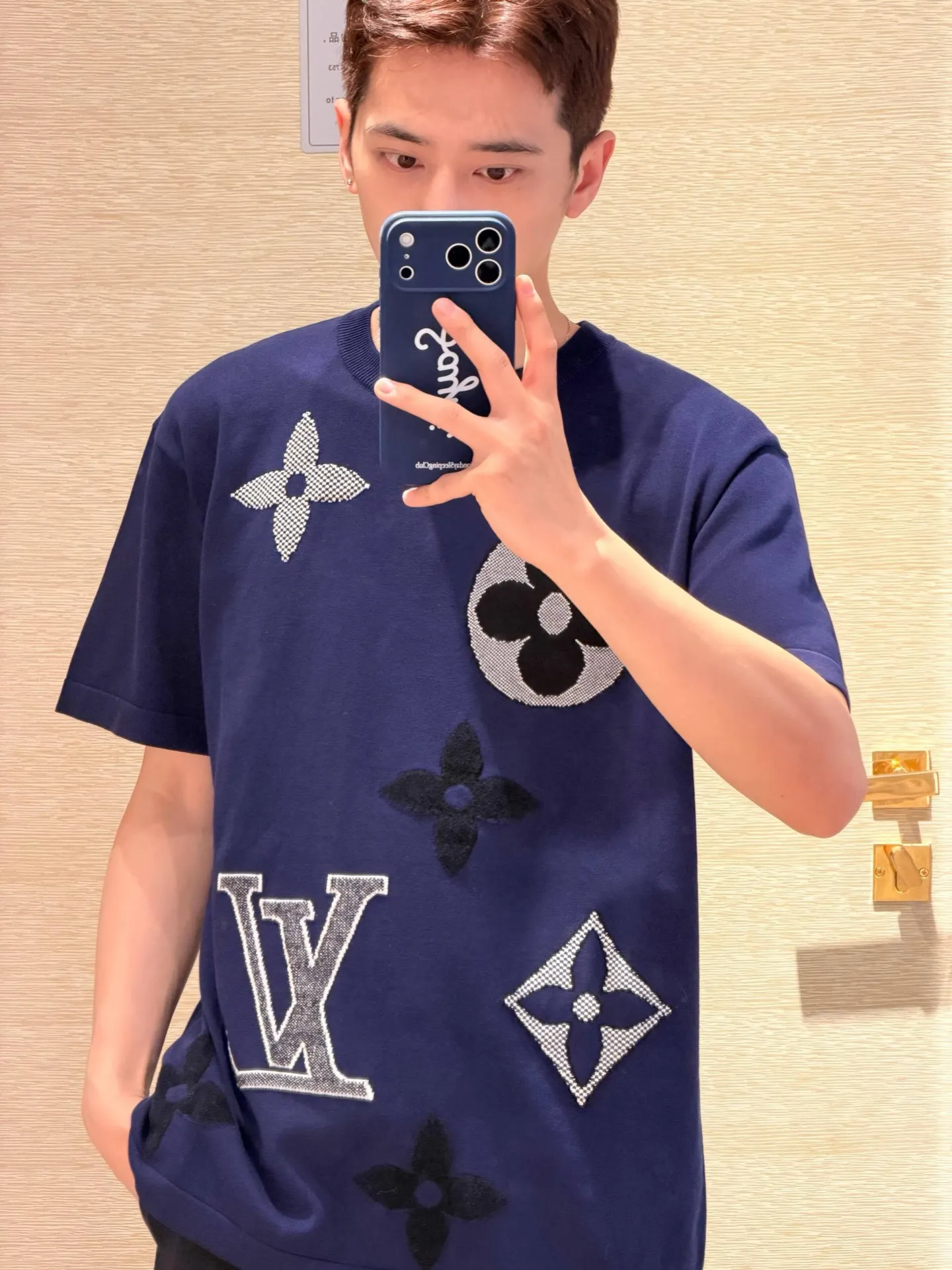 Louis Vuitton/Louis Vuitton 26ss old flower jacquard knitted short sleeves